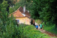 プトゥイの田舎道を歩く家族の絶景写真画像、スロヴェニアの観光情報