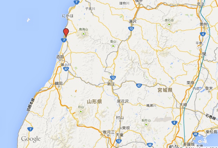 山形県・遊佐町 丸池様の観光地図