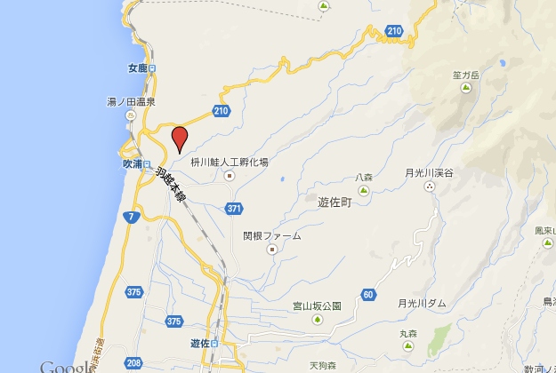 山形県・遊佐町 丸池様の観光地図